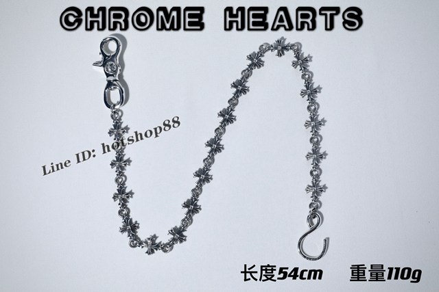 Chrome Hearts專櫃純手工做舊純銀飾品 克羅心925純銀雙狗扣十字花褲包鏈 gj1146